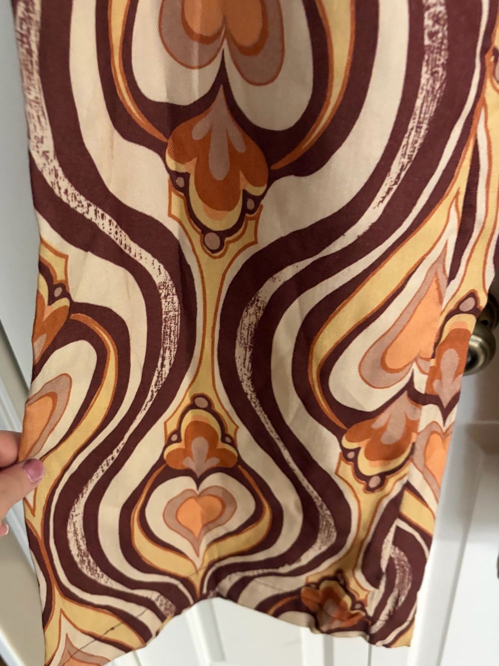 Retro Heart-Print Blazer and pant suit Set - Brown, Cream & Orange Free People - Picture 7 of 10